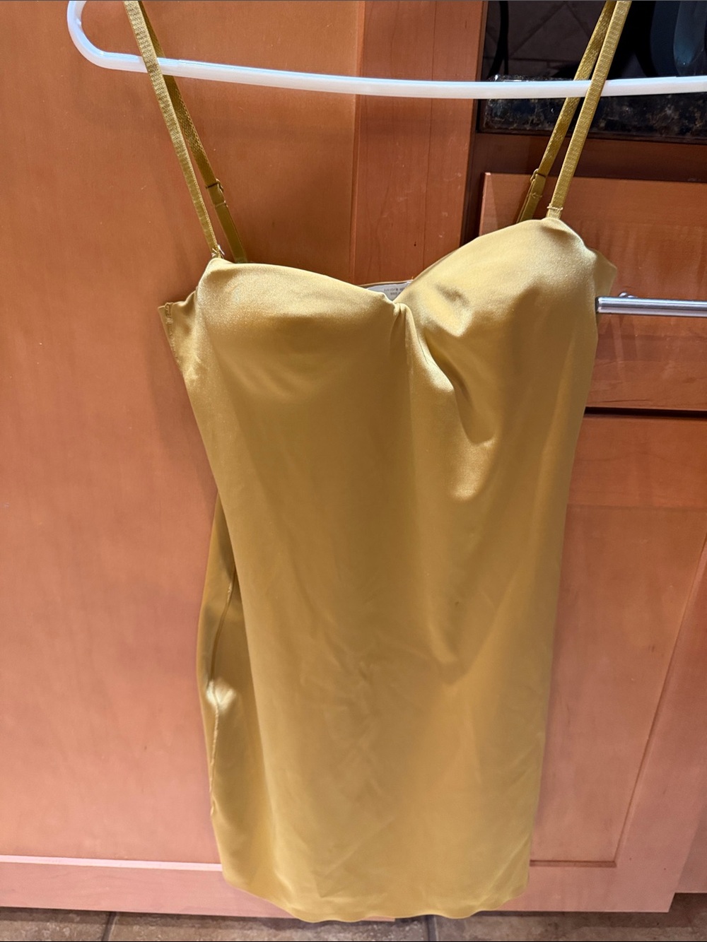 Zara Satin Mini Dress in Mustard